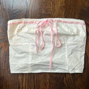 Edikted white tube top with pink ribbon